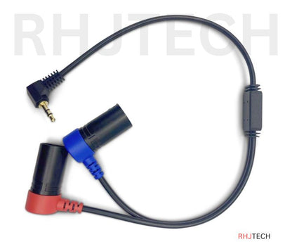 3.5mm Right-Angle TRS to Double Low-Profile XLR 3 Pin Male Y Cable.